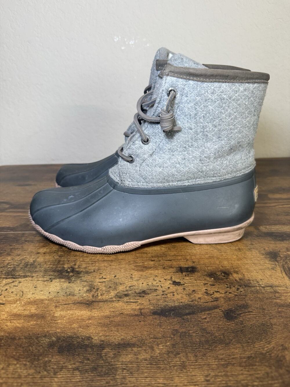 Sperry Women's Saltwater Wool Embossed Duck Boot w/ Thinsulate - Grey SIZE 8.5